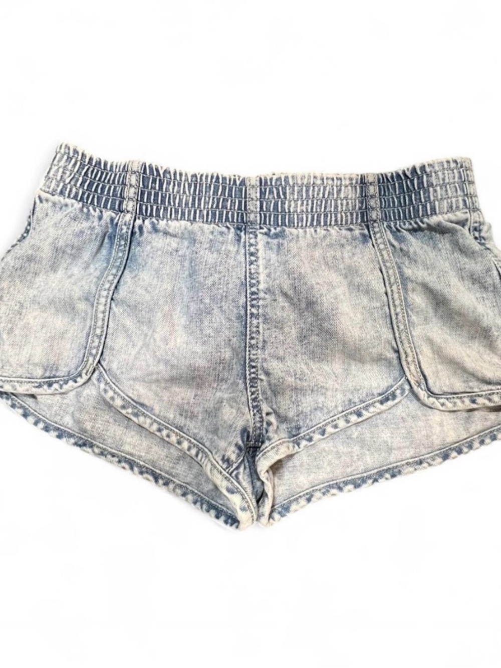 Hollister Women's Acid Wash Elastic Waist Denim Booty Shorts